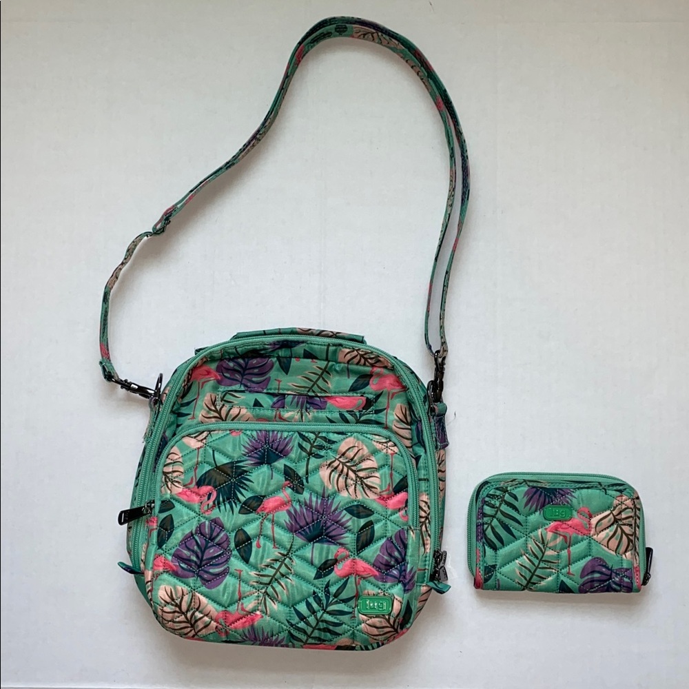 LUG‎ Ranger 2 Crossbody Bag With Matching Wallet In Flamingo Mint Pattern